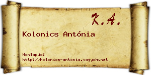 Kolonics Antónia névjegykártya